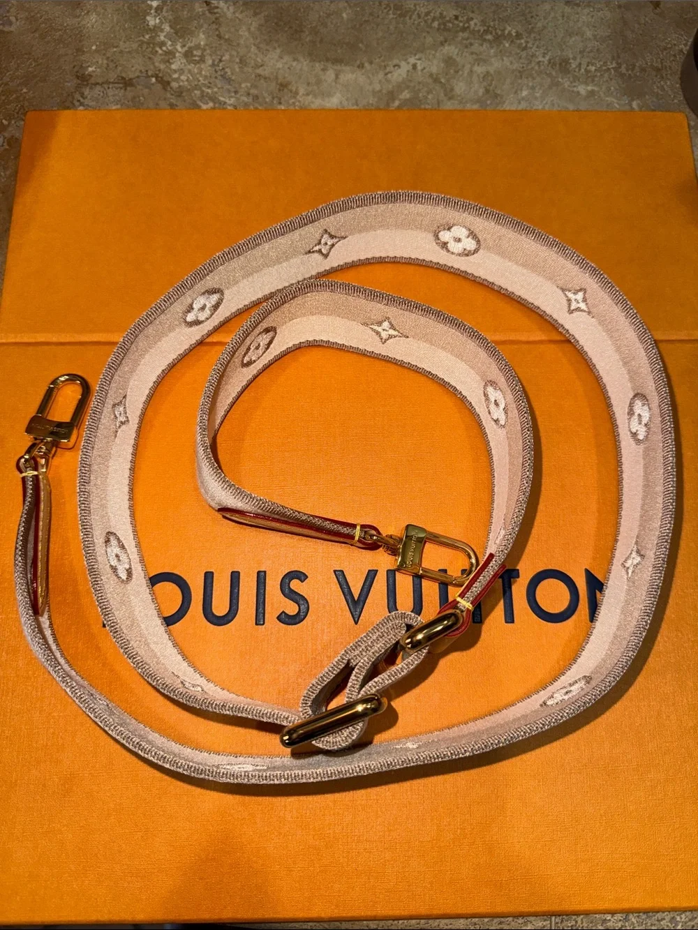 New•Louis Vuitton Jacquard Speedy Bandouliere 20 Shoulder Strap Beige
